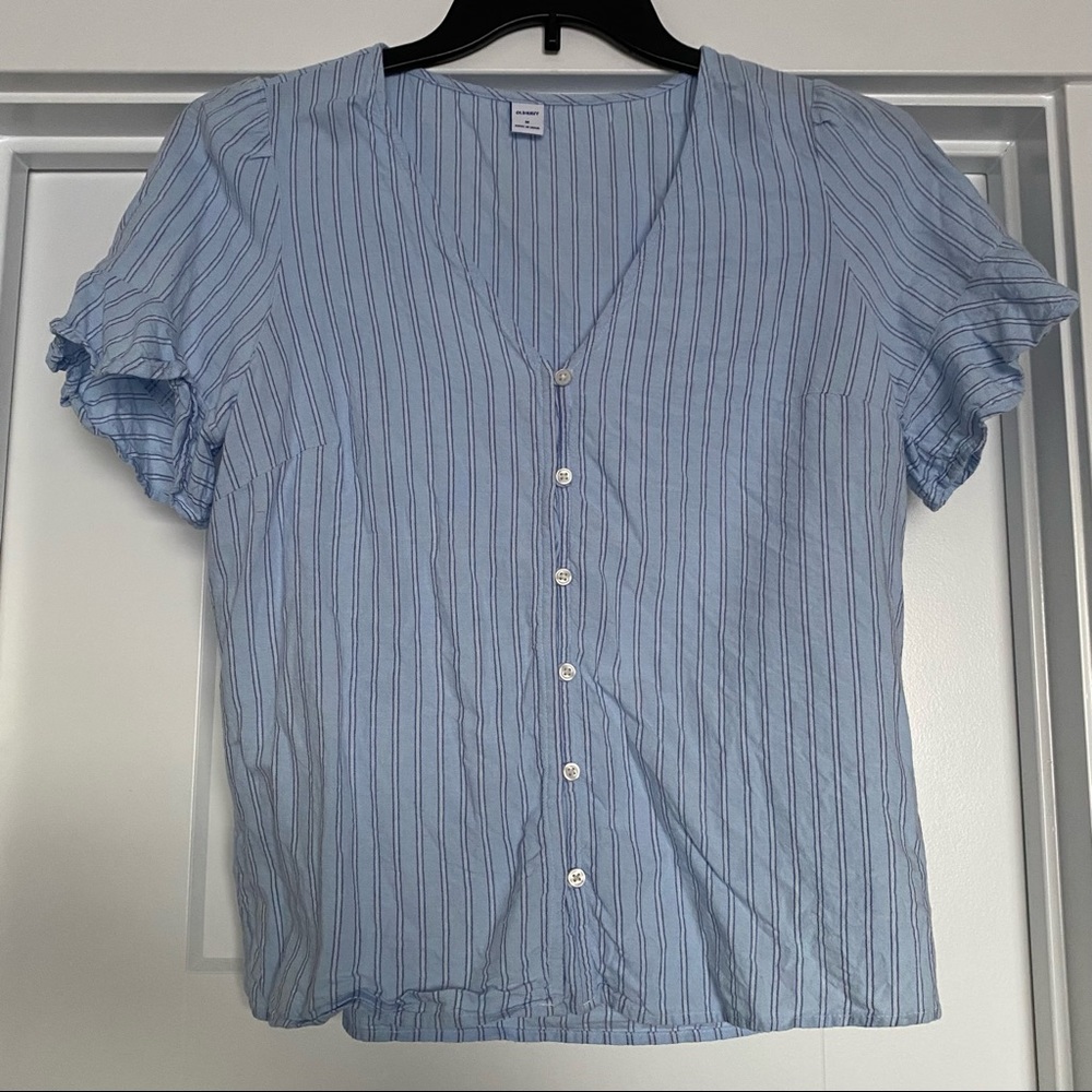 Old Navy Blue & White Striped Blouse